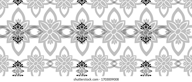 Flower damask ornate seamless pattern. Vector surface design for fabric, apparel textile, book, interior, wallpaper background
