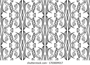 Flower damask ornate seamless pattern. Vector surface design for fabric, apparel textile, book, interior, wallpaper background