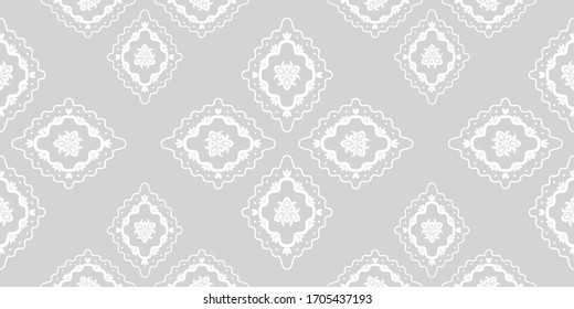 Flower damask ornate seamless pattern. Vector surface design for fabric, apparel textile, book, interior, wallpaper background