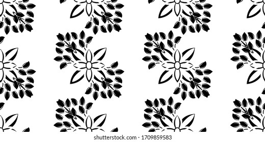 Blumendamast orniert nahtloses Muster. Vektorillustration-Oberflächendesign für Gewebe, Bekleidung, Buch, Interieur, Hintergrund