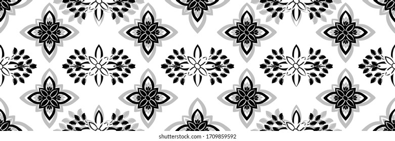 Mármol de flores ornamentado sin costuras. Diseño de superficie vectorial para tejidos, prendas de vestir, libros, interiores, fondo de papel pintado