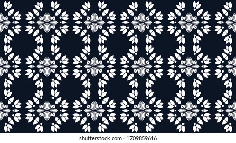 Flower damask ornate seamless pattern. Vector surface design for fabric, apparel textile, book, interior, wallpaper background