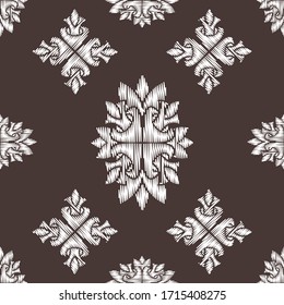 Mármol de flores ornamentado sin costuras. Diseño de superficie vectorial para tejidos, prendas de vestir, libros, interiores, papel pintado