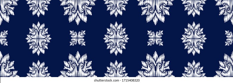 Flower damask ornate seamless pattern. Vector surface design for fabric, apparel textile, book, interior, wallpaper