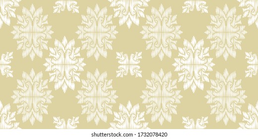 Flower damask ornate seamless pattern. Vector surface design for fabric, apparel textile, book, interior, wallpaper