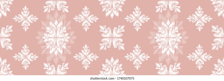 Flower damask ornate seamless pattern. Vector surface design for fabric, apparel textile, book, interior, wallpaper