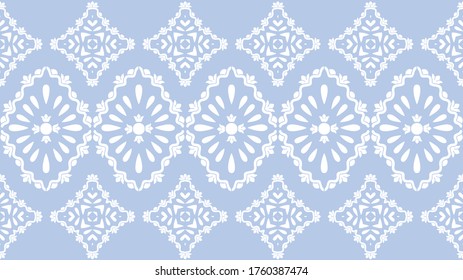 Damasco de flores ornamentado con un patrón impecable. Diseño de superficie vectorial para tela, ropa textil, libro, interior, fondo de papel pintado