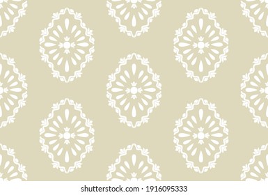 Flower damask ornate seamless pattern. Vector surface design for fabric, apparel textile, book, interior, wallpaper background