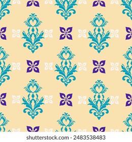 Flower and damask seamless pattern elements. Vector classical luxury old fashioned damask ornament, royal Victorian seamless texture for wallpapers, textile, wrapping.