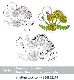 Flower Dandelion. Dot to dot educational game for kids.