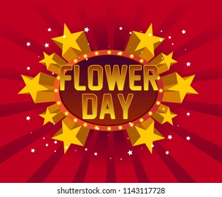 flower day beautiful greeting card background or banner with star party theme.  design illustration