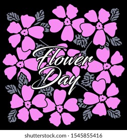 flower day, beautiful greeting card background or banner with pink flower theme. design illustration