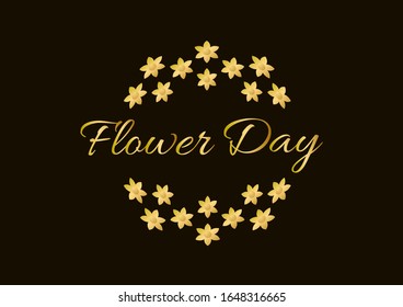 flower day, beautiful greeting card background or template banner with golden text theme. vector design illustration