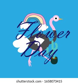 flower day, beautiful greeting card background or template banner with animal theme. vector design illustration