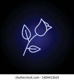 flower, death outline blue neon icon. detailed set of death illustrations icons. can be used for web, logo, mobile app, UI, UX
