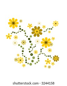 Flower deco in bright yellow (vector)