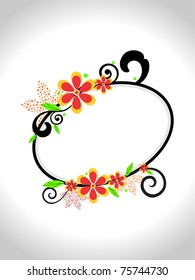 flower decorated frame isolated on grey background