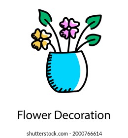 Flower decoration doodle icon, editable vector 
