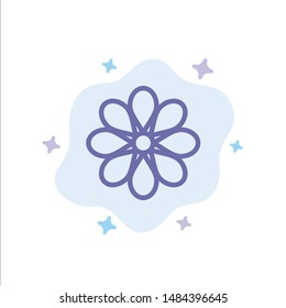 Flower, Decoration, Easter, Flower, Plant Blue Icon on Abstract Cloud Background. Vector Icon Template background