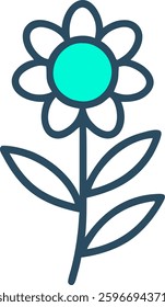 Flower, Decoration, Easter, Flower, Plant turquoise highlight circle point Vector icon. illustration vector on white background