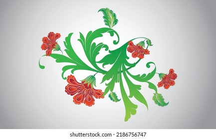 Flower decoration  for frame, cards or background and fabric 