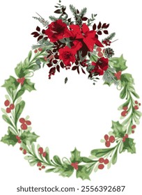 flower decoration on the door for Christmas