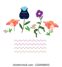 Flower decoration for your text with ethnic elements.