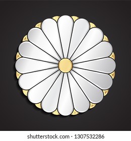 flower decorative circle 3d silver golden logo