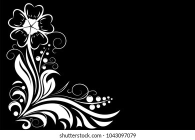 Flower. Decorative design for invitations and cards on black background. Vector illustration