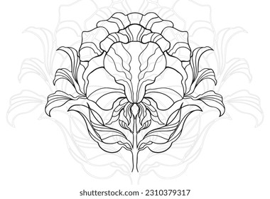 flower decorative drawing ornamental composition freehand draw ornament floral print for textile 