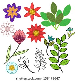 Flower and decorative foliage set
