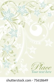 Flower decorative frame with butterfly, element for design, vector illustration