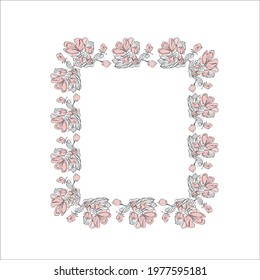 Flower decorative frame, ornament, flower patterns, decorative element. Vector illustration.
