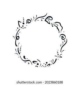 Flower decorative frame Rose logo icon sign Water symbol Hand drawn Floral plant dots drops Doodle decoration elements Cute design Fashion print clothes apparel greeting invitation card flyer poster
