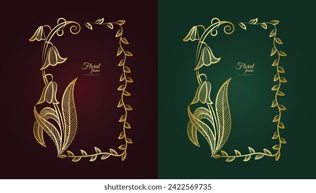Marcos de oro decorativos de flores y marco floral de lujo