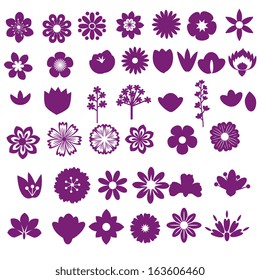 Flower decorative isolated elements set