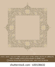 Flower Decorative Ornamental square frame. All elements neatly on well-defined layers and groups. Easy to edit colors via Global Color.