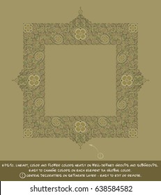 Flower Decorative Ornamental square frame. All elements neatly on well-defined layers and groups. Easy to edit colors via Global Color.
