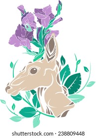 Flower deer with gladiolus antlers