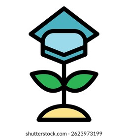 Flower degree icon. Outline flower degree vector icon color flat isolated