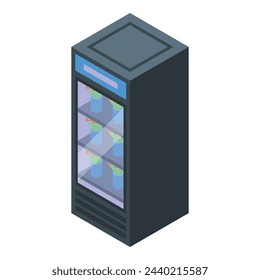 Flower delivery fridge pot icon isometric vector. Gift bouquet. Service online