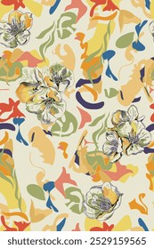 Flower design all over abstract and charming for textile factory