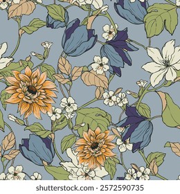 Flower design all over abstract and charming for textile factory