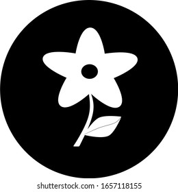 Flower design in black circle icon. Vector illustration. Flower icon, logo	