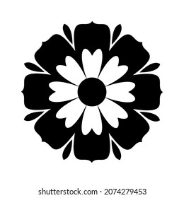 Flower design, black and white flower design, vector file
