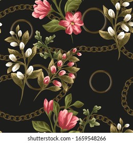 diseño de la bufanda de seda, patrón de cadena, impresión textil - fondo vectorial