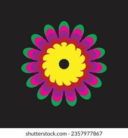 Flower Design Colorful Simple Vector Illustration