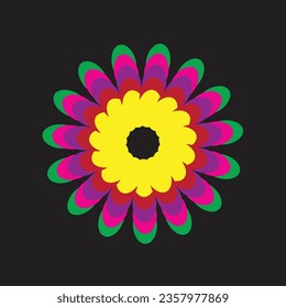 Flower Design Colorful Simple Vector Illustration