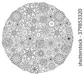 Flower design for coloring book for grown up. An adult coloring book floral drawing for stress relief, relaxation, meditation and creativity. Inky black and white ethnic, retro, doodle, tribal design.