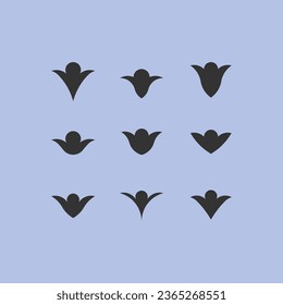 Elemento de diseño de flores para el logotipo y el patrón. Conjunto de 9 formas geométricas. Signo de diseño lineal moderno.